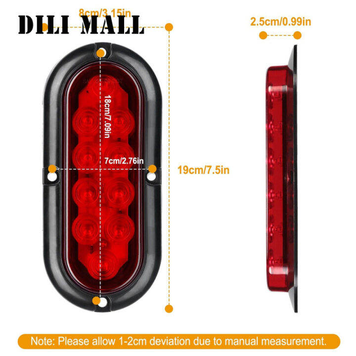 ชุดไฟท้ายรถพ่วงไฟ-led-รูปไข่-utv-ขนาด6นิ้ว2ชิ้น-ไฟเบรกหางหยุดเลี้ยว-ip65กันน้ำสำหรับรถบรรทุก12v-เทรลเลอร์-rv-รถบัส-utv