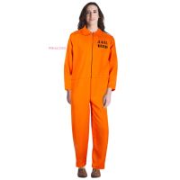 WGBPinkcool ชุดจั๊มสูทนักโทษ | เครื่องแต่งกาย คุกขัง สีส้ม สําหรับปาร์ตี้ฮาโลวีน เหมาะกับทุกเพศ