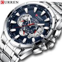 CURREN Chronograph Mens Quartz Watches Full Steel Business Watch Luminous Pointers Calendar Waterproof Sport Wristwatch Clock