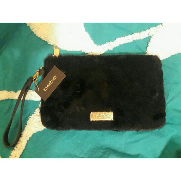 ♘Bebe Black Fur Clutch Bag♬ Lazada PH