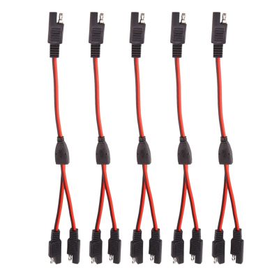 5Pc DIY 1 To 2 SAE Power Extension Cable Adapter Connector 2 Pin Quick Connect Disconnect Plug SAE Power Extension Cable