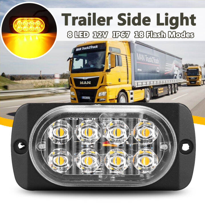12V Car External Lights Waterproof Trailer Side Light Flash Truck