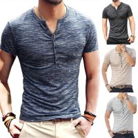 Mens Jacquard Knitted Casual Slim Fit Basic Short Sleeve Henley T-Shirts Male Clothes Wear Fashion Man TSHIRT Tops Tee