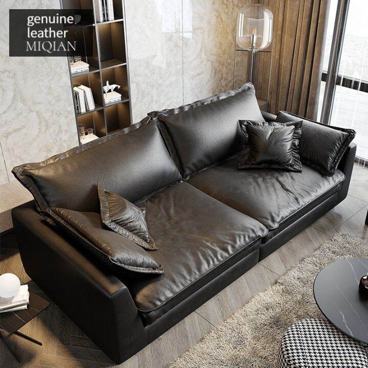 Lusso โซฟาเกาหล Genuine Leather Sofa โซฟานุ่มๆ Down Feeling Couch For  Living Room | Lazada.Co.Th