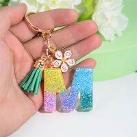 Fashion Tassel Keychains A-Z Letters Initial Resin Key Chains Rings Handbag Pendant Cute Car Keyring Charm Bag Accessories Gifts