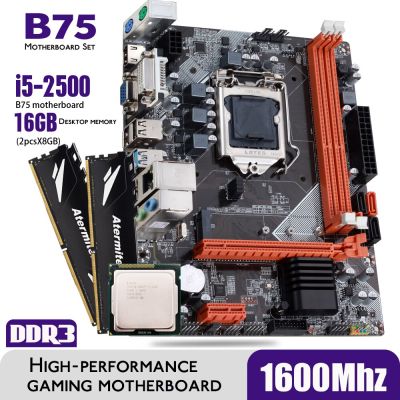 ชุดเมนบอร์ด B75 Atermiter พร้อม Intel Core I5 2500 2X8GB = 16GB 1600Mhz DDR3หน่วยความจำสำหรับเดสก์ท็อปฮีทซิงค์ USB3.0 SATA3