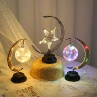 Ramadan Iron Moon Lamp Eid al-Fitr LED Light Wish Ball Copper Wire Modeling Lamp Table Lamp Bedroom Desk Decoration For Muslim