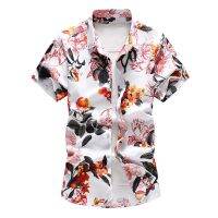 【Hot Sale】embellishembellish NewstylesMen เสื้อแขนสั้นชายหาดหลายสี Manfit Casual Hawaiian Beachcamisa Masculina