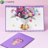 LYABPQ ช่อดอกแมกโนเลียประติมากรรมกระดาษดอกไม้บัตรอวยพรคำเชิญ3D ของขวัญอวยพรสามมิติการ์ดที่มีซองจดหมายโปสการ์ดการ์ดวันอวยพรของแม่