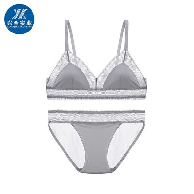 [COD] French bralette sexy lace hollow triangle cup bra ultra-thin underwear set T66000