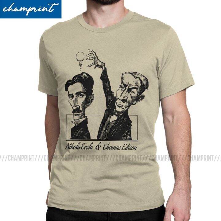 Novelty Tesla Vs Edison TShirts Men Nikola Tesla T Shirts Electricity