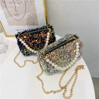 Fashion Women Pearl Sequins Cylinder Bags Chain Handbag Solid Color Crossbody Tote for Women Shopping Travel