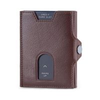 [COD] Amazons new buckle three-fold multi-card ID card mens anti-magnetic rfid leather