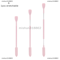 mishun318862 ไม้พายขนาดเล็กทำจากซิลิโคนช้อนตักเครื่องสำอางสองหัวยาว