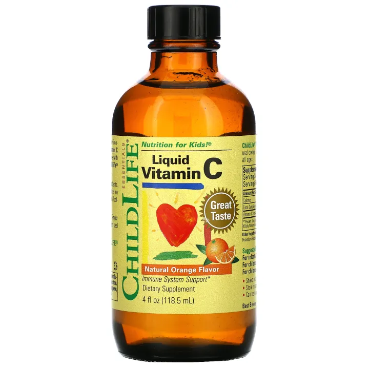 ChildLife, Essentials, Liquid Vitamin C Nutrition for Kids, Support Immune for All Ages, Natural Orange, 118.5 ml