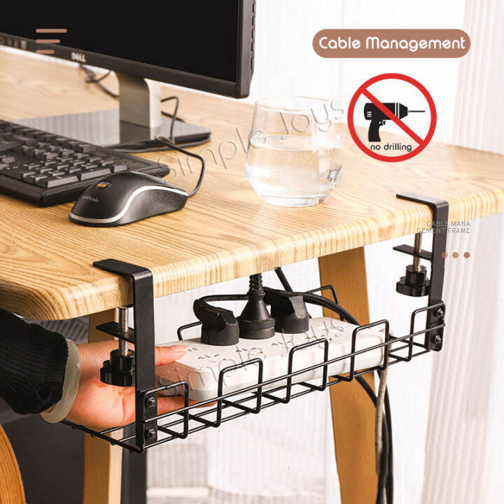 Under Desk Cable Management Organizer Basket Tray Box No Drill Required