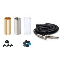 2 Set Musical Instrument Accessories: 1 Set Guitar Slide Set &amp; 1 Pcs 6.35/6.5 Guitar Bass Audio Cable Shield Wire 5M