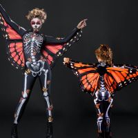 Skeleton Butterfly Cloak Sexy Women Spooky Halloween Devil Ghost Jumpsuit Party Carnival Performance Scary Costume Kid Adults