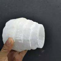 80mm Natural white Selenite Tower Candleholder Selenite Mountain Tealight Candle Holder