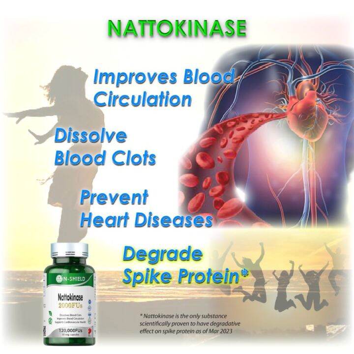 NATTOKINASE, 2000FUs X 60 caps, Dissolves Blood Clot, Improve Blood