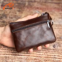 ♨⊙ Genuine Leather Mini Coin Purse Small Wallet Men Women Brown Vintage Casual Credit Card Little Bag Zipper Pocket Key Bag NUPUGOO