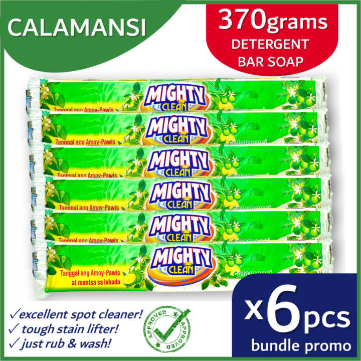（9.9） Mighty Clean Laundry Bar Soap Kalamansi Spot Cleaner 370g 6PCS