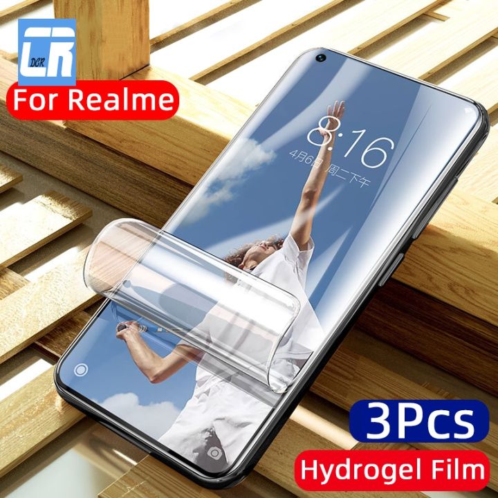 ฟิล์มไฮโดรเจล3ชิ้นปกป้องหน้าจอสำหรับ-realme-8-7-6-x7-x2-x50-q3-pro-ออปโป้ไฟนด์ป้องกัน-x5-x3-neo-lite-ไม่ใช่กระจก