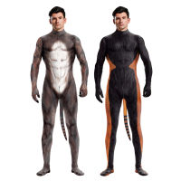 สร้างสรรค์สัตว์แรคคูน Catsuit ผู้ใหญ่ U Nisex เครื่องแต่งกายคอสเพลย์ด้วยหาง Z Entai สูทเต็มแรคคูนบอดี้สูทประสิทธิภาพเหมาะสมกับ