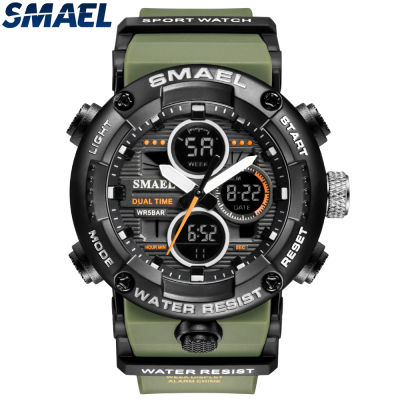 SMAEL นาฬิกาสปอร์ตผู้ชายกันน้ำ LED นาฬิกาดิจิตอลนาฬิกาจับเวลานาฬิกาหน้าปัดใหญ่สำหรับชาย8038 Relógio Masculino ผู้ชายนาฬิกาควอตซ์