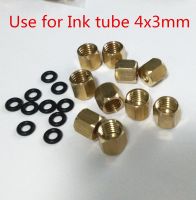 10 pcs Flat UV printer Eco solvent printer ink damper connector O ring nut screw copper connector for ink tube 4x3mm