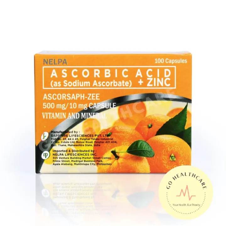 Vitamin C Ascorbic Acid as Sodium Ascorbate with Zinc (ASCORSAPHZEE) 500mg/10mg Capsule 100's