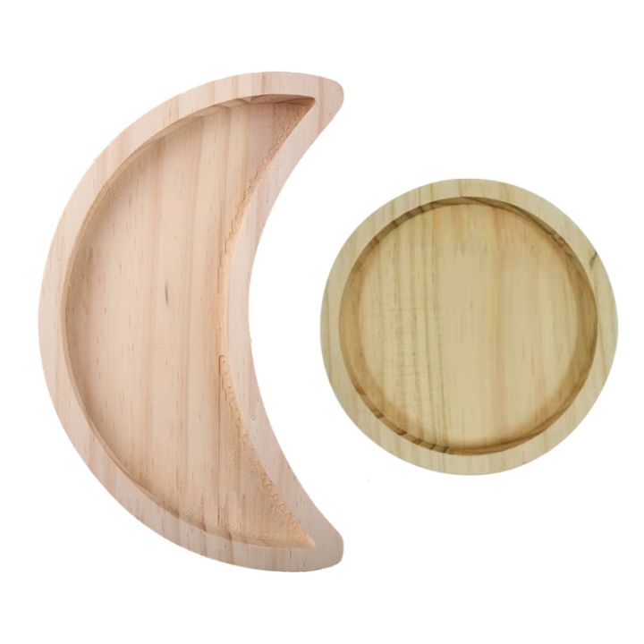 p82c-wooden-serving-tray-rustic-tableware-dessert-dish-moon-sun-shape-jewelry-plate-bowl-eid-mubarak-ramadan-party-supplies