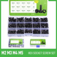 260/300/415/720 buah M2 M3 M4 M5 Set sekrup soket Hex tutup bulat kepala sekrup DIN912 baut mur bermacam-macam Kit hitam kelas 12.9