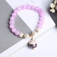 【Jewelry Shop】สร้อยข้อมือผญ สร้อยข้อมือ ข้อมือคริสตัลเซรามิกโชคดีแมวขนส่งสร้อยข้อมือผู้หญิงเครื่องประดับ