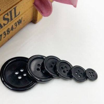 30pcs 9/11/15/18/20/25/30mm Black RESIN Buttons Decorative 4 Holes Coat Kids Sewing Clothes Accessory Round Shirt Button