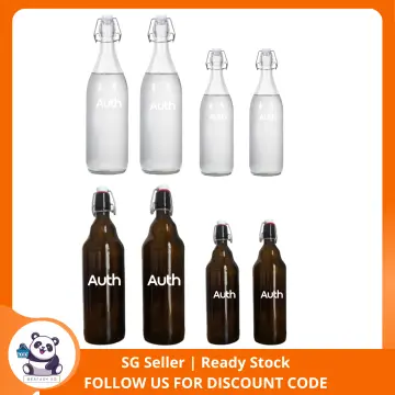 Flip Top Glass Bottle [1 Liter / 33 fl. oz.] [Pack of 4] Swing Top Brewing  Bottle with Stopper for Beverages, Oil, Vinegar, Kombucha, Beer, Water,  Soda, Kefir Airtight Lid & Leak Proof Cap Clear