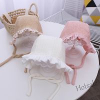 【hot sale】▥✉☑ C05 Princess Baby Girl Hat Autumn Soft Cotton Solid Color Toddler Kids Panama Hat Lace Up Beach Bucket Hat For Children 0-3 Years