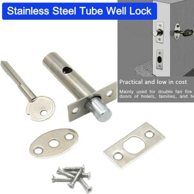Stainless Steel Tube Well Door Lock Buckle Lock Invisible Key Cross Lock E5N3