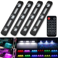 4 In 1 Car Foot Ambient Led Star Lights Neon Mood Lighting Remote Control Rgb Auto Interior Atmosphere Light Car Accessories Bulbs  LEDs HIDs