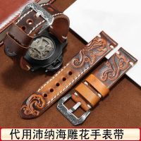 ▶★◀ Suitable for Panerai Panerai genuine leather watch strap mens handmade retro carved strap 18 2