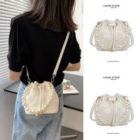 Summer small and exquisite pearl handbag female 2023 new cross-body niche high-end mini bucket bag 【BYUE】