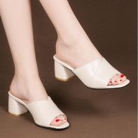 CODtianjia6731 Women Slippers Sandals Female Summer European Contracted Coarse Lady Shoes