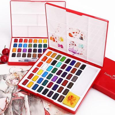 24/36/48Colors Solid Water Color Paint Set With Paint Brush Portable Watercolor Pigment For Painting Art Supplies