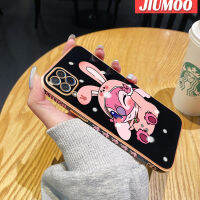 JIUMOO เคสปลอกสำหรับ Samsung กาแล็คซี่ M62 F62การ์ตูนน่ารักสีชมพูสติทซ์เคลือบผิวด้วยซิลิโคนขอบสี่เหลี่ยมเคสมือถือเคสนิ่มกันกระแทกฝาปิดเลนส์เต็มรูปแบบเคสกันกระแทกกล้อง