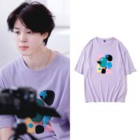 【HOT】KPOP BTS JIMIN เดียวกันผ้าฝ้ายเสื้อยืด Plus ขนาดสีม่วงแขนสั้นผู้ชายและผู้หญิง 2022 ฤดูร้อนใหม่สไตล์เกาหลี ins นักเรียนหลวมสบายๆเสื้อ Tee100%cotton