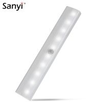 ◕㍿ 10LED Cabinet Light IR Infrared Motion Detector PIR Sensor Closet Night Light Lamp Induction Wardrobe Step Lights Bar Lighting