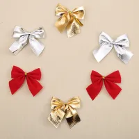 12PCS Pretty Christmas Bow Glitter Ornaments Xmas Tree Decoration Festival Party Home Bowknots Bauble 2021 New Year Decoration