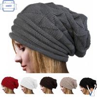 HAHFD Casual Solid Striped Beanie Wool Knitted Women Caps Crochet Hat