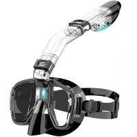 Snorkel Mask Foldable Diving Mask Set with Dry Top System and Camera Mount, Anti-Fog Professional Snorkeling Gear