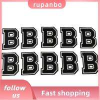 RUPANBO039392692 10PCS 3.1นิ้วค่ะ ตัวอักษร b "Iron ON เล็กๆน้อยๆ สีดำสีดำ ผ้าปักตัวอักษร อุปกรณ์เสริมเสริม ตัวอักษรเย็บบนแพทช์ สำหรับเสื้อผ้า